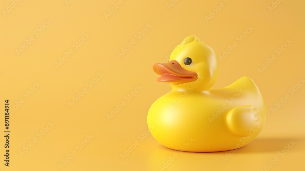 Yellow rubber duck on a yellow background Yellow rubber duck on a yellow background