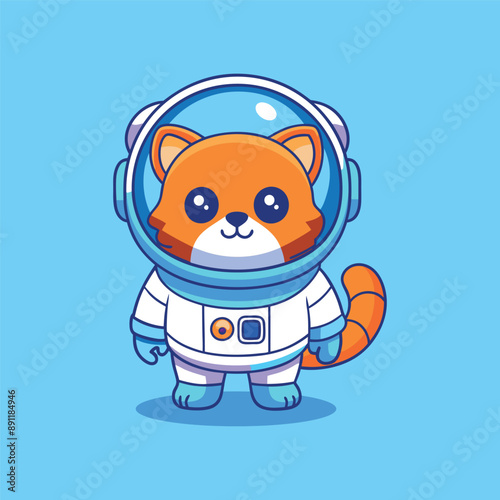Animal Austronaut mascot character logo design vector illustration