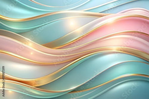 Free Abstract Design pink and blue and Golden Waves - Backgrounds