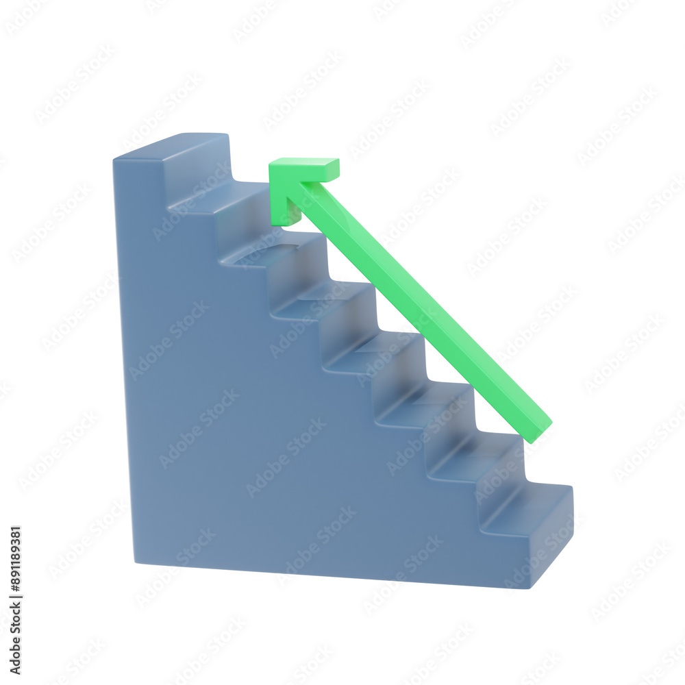 growth arrow 3d icon and illustration