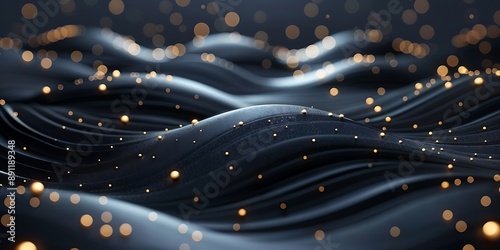 Dark Abstract Background with Blue and Purple Waves and Light Streaks