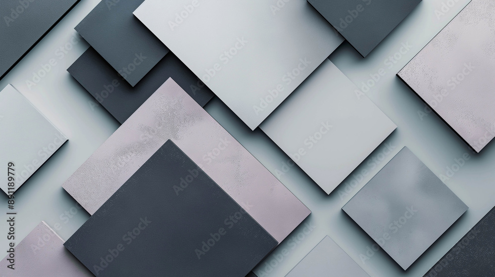 Creative banner design with overlapping squares in muted gray shades on a white background Creative banner design with overlapping squares in muted gray shades on a white background
