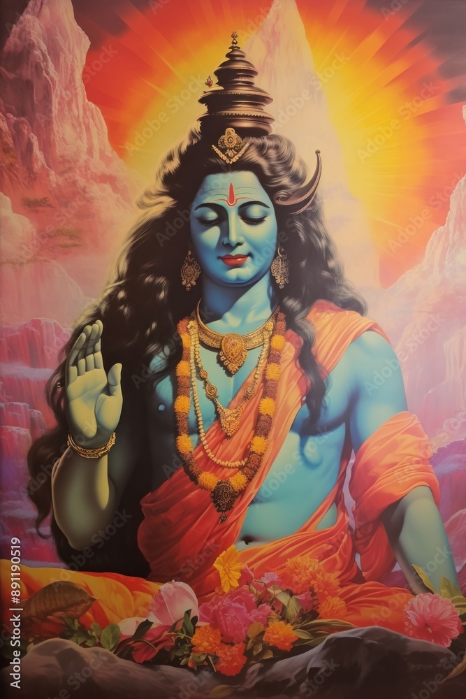 Fototapeta premium Maha shivaratri art painting worship.
