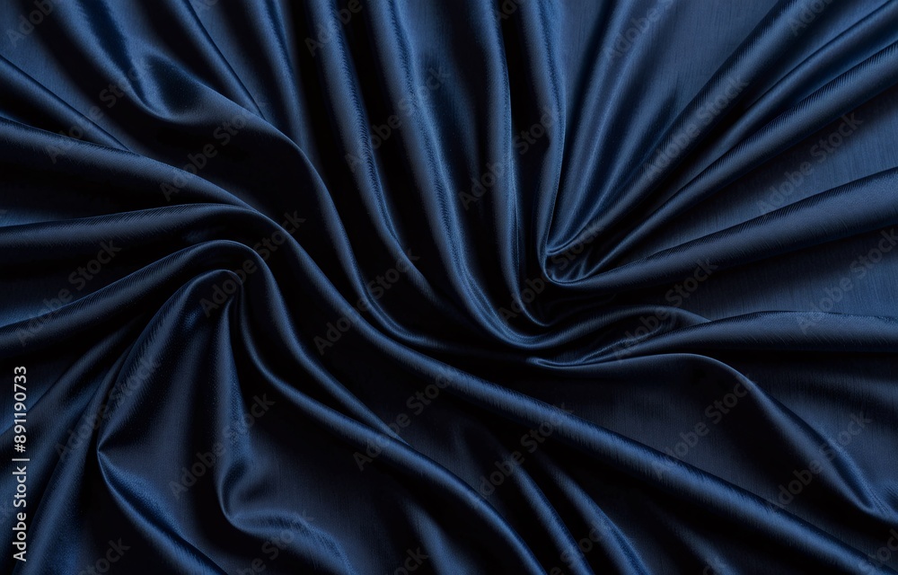 Fototapeta premium Dark navy blue wrinkled fabric texture background