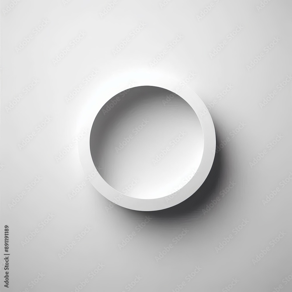 White round button with a glossy 3D appearance isolated white background White round button with a glossy 3D appearance isolated white background