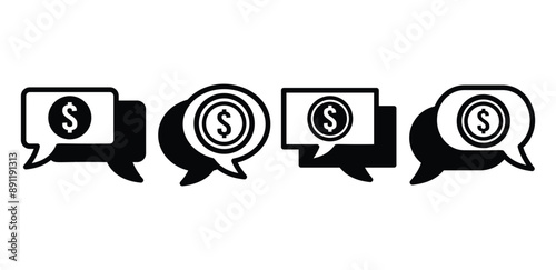 money talk chat bubble business icon symbol vector design black white color simple illustration collection set