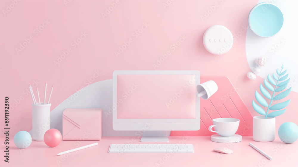 Pastel desk computer Pastel desk computer