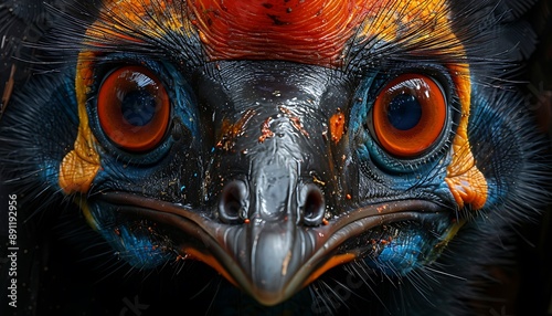 Close-up and sharp image of the cassowary's head photo