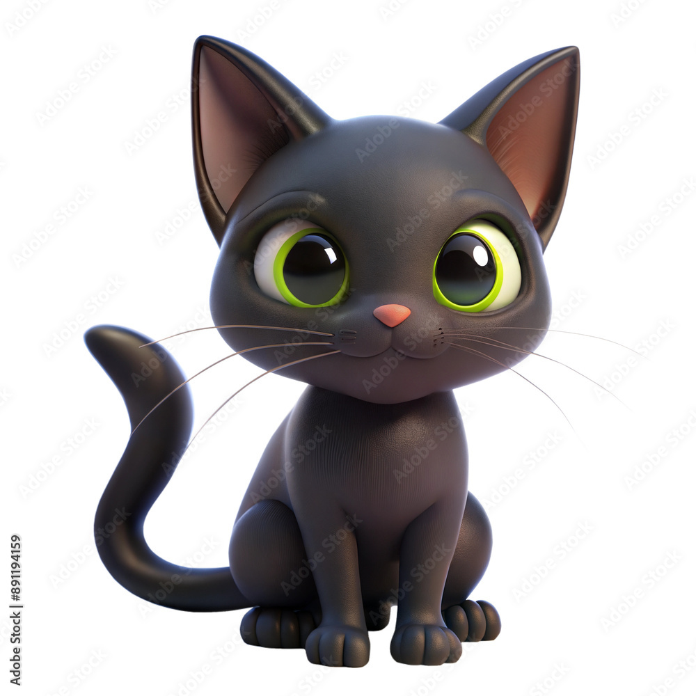 black cat 3d on a transparent background black cat 3d on a transparent background