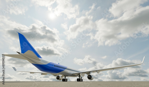 Scene rendering of civil aviation aircraft model