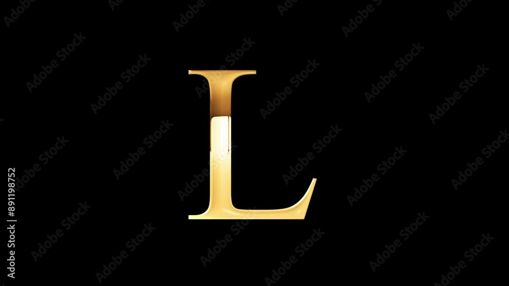 Gold Letter L with black background, alpha channel, alphabet, abc Gold Letter L with black background, alpha channel, alphabet, abc