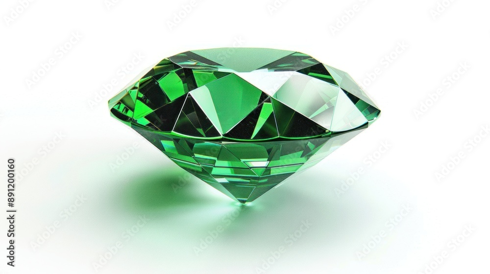Green diamonds, gems of nature, glitter on a white background. Green diamonds, gems of nature, glitter on a white background.