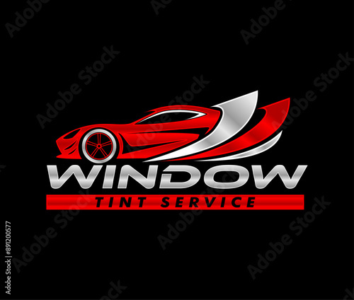 automotive car window tint logo design template modern vector isolated on black background