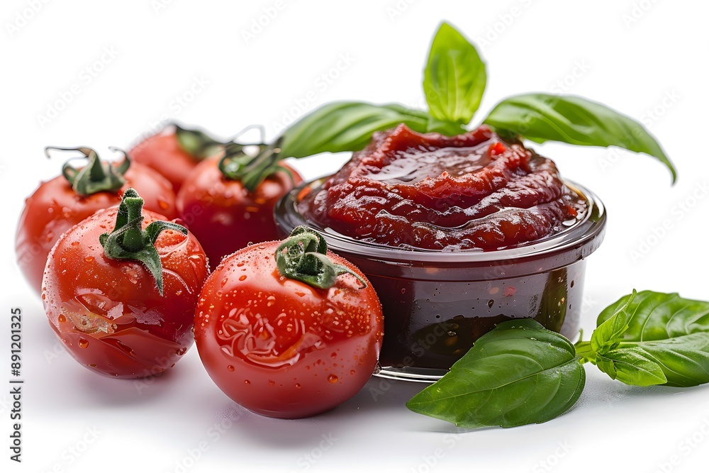 Fresh Tomatoes and Basil with Tomato Sauce Fresh Tomatoes and Basil with Tomato Sauce