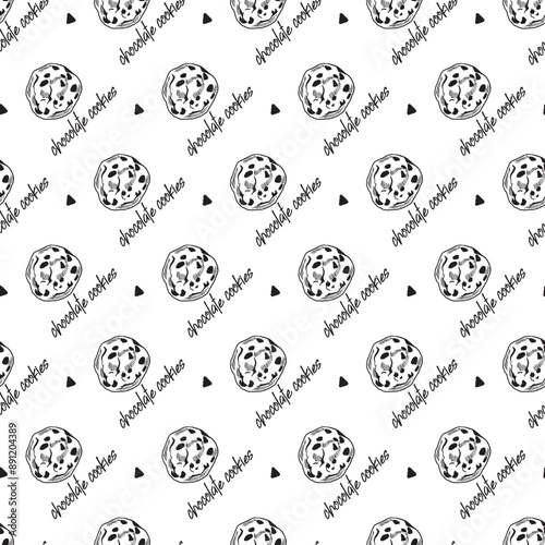 Delicious Chocolate Chip Cookie Silhouette Charm. Perfect for enhancing kitchen decor, creating stylish bakery packaging, or textile designs for food enthusiasts 