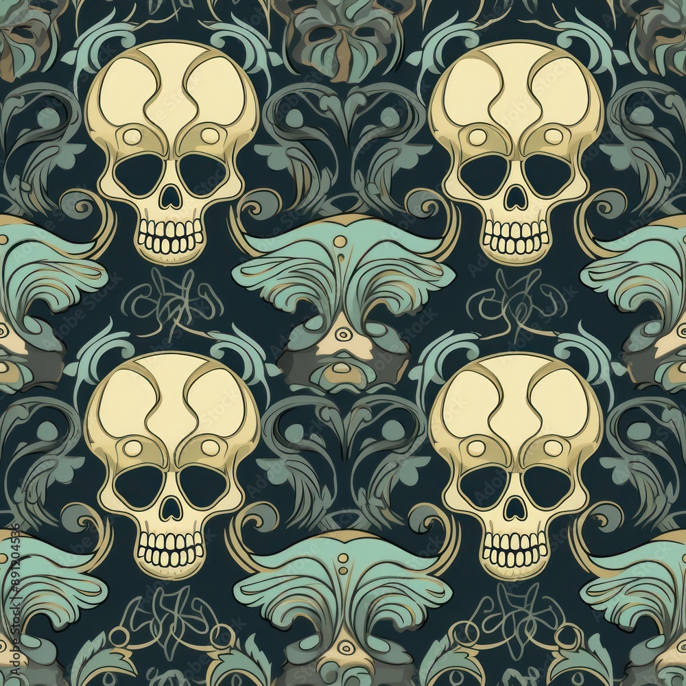 Skulls art wallpaper pattern. . Skulls art wallpaper pattern. .