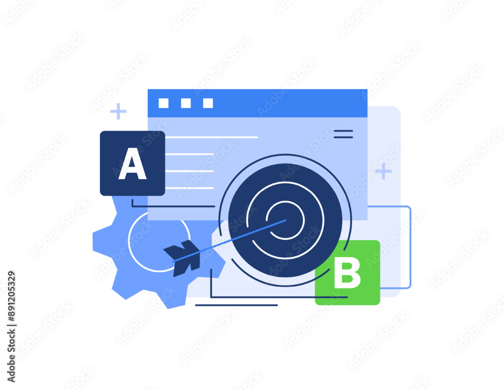 Fototapeta premium Concept of A B Testing,User Feedback,Bug Fixing,Comparison Process, Mobile and Desktop Application Development