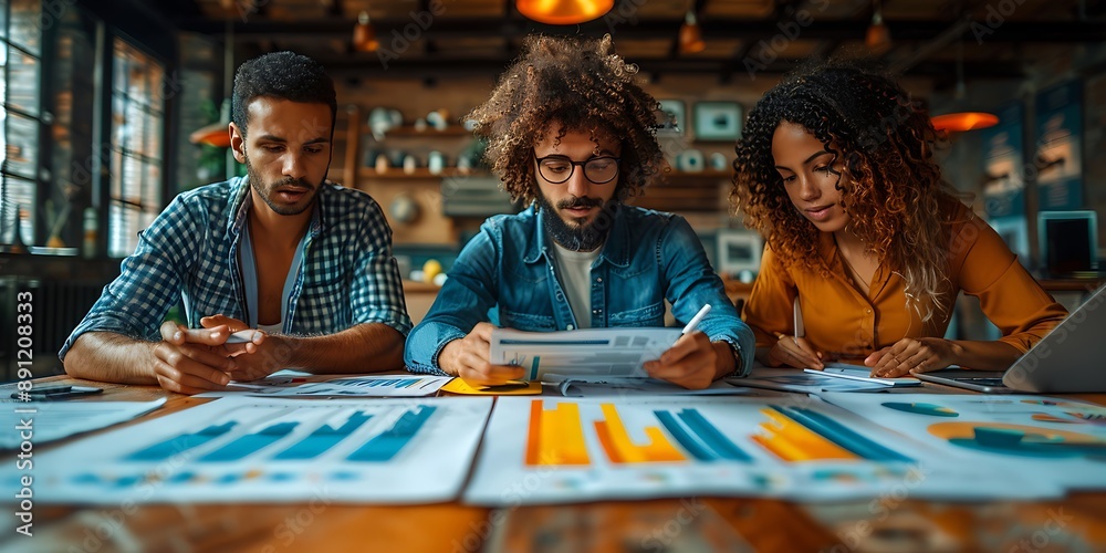 Group of multiethnic business people working together in modern office. Group of multiethnic business people working together in modern office.