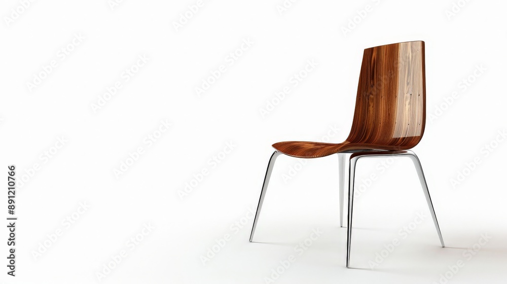 Modern Wooden Chair with Chrome Legs Modern Wooden Chair with Chrome Legs