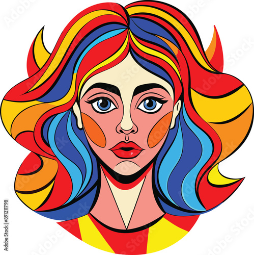 Abstract portrait of a woman's face vector, perfect for digital use and printable designs. photo