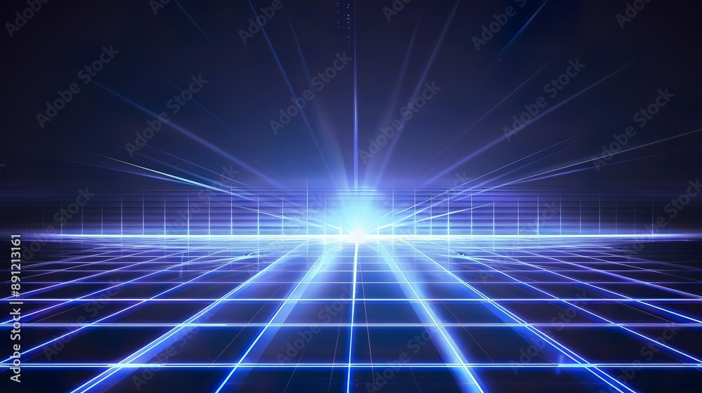 Futuristic Abstract Background with Light Rays and Shiny Glass Surface, Digital Environment Concept Futuristic Abstract Background with Light Rays and Shiny Glass Surface, Digital Environment Concept