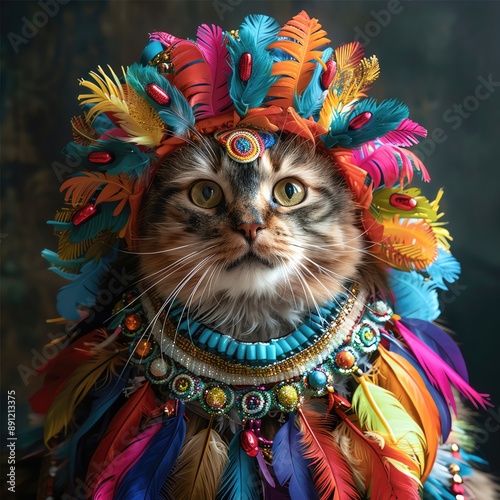 - Make a vibrant festival scene with a LaPerm cat wearing a festive costume with colorful decorations.