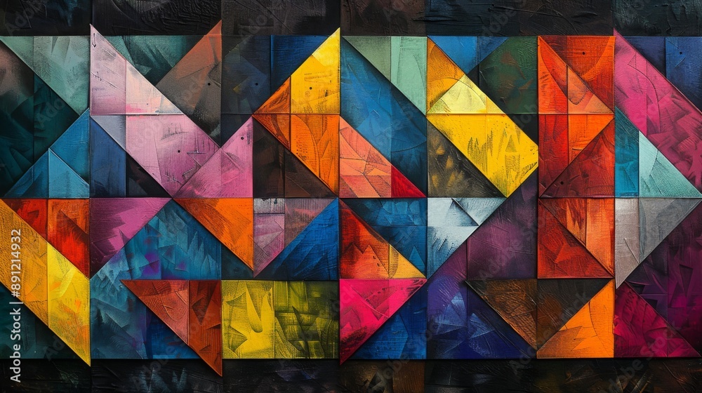 Geometric Abstract Art with Vivid Colors and Triangles Geometric Abstract Art with Vivid Colors and Triangles