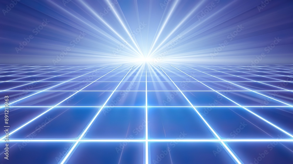 Futuristic Abstract Background with Light Rays and Shiny Glass Surface, Digital Environment Concept Futuristic Abstract Background with Light Rays and Shiny Glass Surface, Digital Environment Concept
