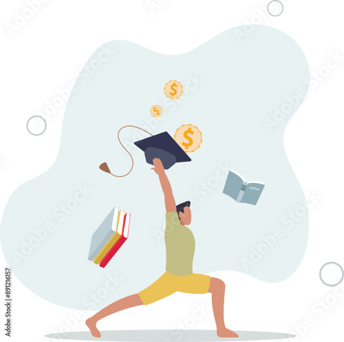 Education fund for college, saving for school or university tuition fee, study cost or training expense concept.flat design.illustration with people.