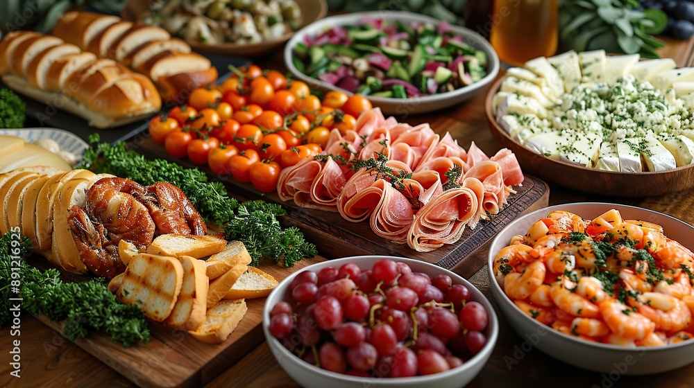 Appetizer Platter with Grapes, Cheese, and Shrimp Appetizer Platter with Grapes, Cheese, and Shrimp