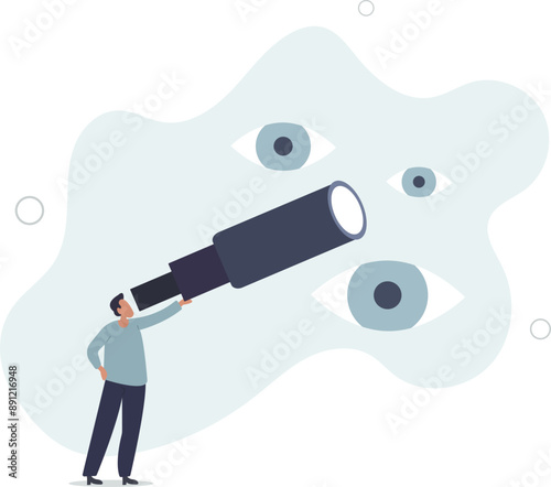 Search for opportunity, business vision, success direction or finding new employee, career future, secret discovery or research concept.flat design.illustration with people.