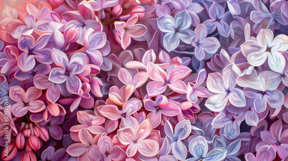 Obraz premium Large flawless cluster of lilac blooms in pink and purple