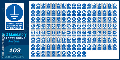 103 set ISO mandatory safety signs V05 size a4/a3/a2/a1 photo