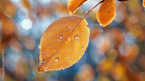 Leaf with water droplets against blurred background Florida 10 22 23 photo