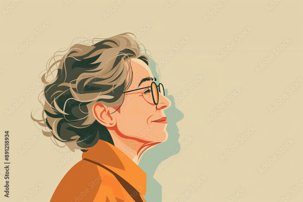 Portrait of confident mature woman, modern simple flat design illustration Portrait of confident mature woman, modern simple flat design illustration