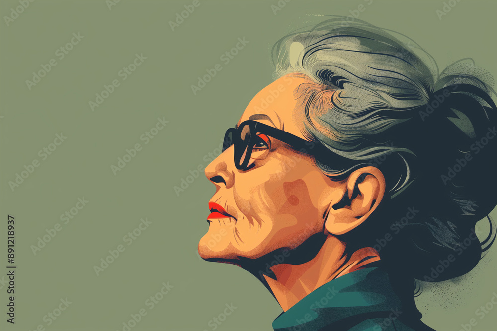 Portrait of confident mature woman, modern simple flat design illustration Portrait of confident mature woman, modern simple flat design illustration