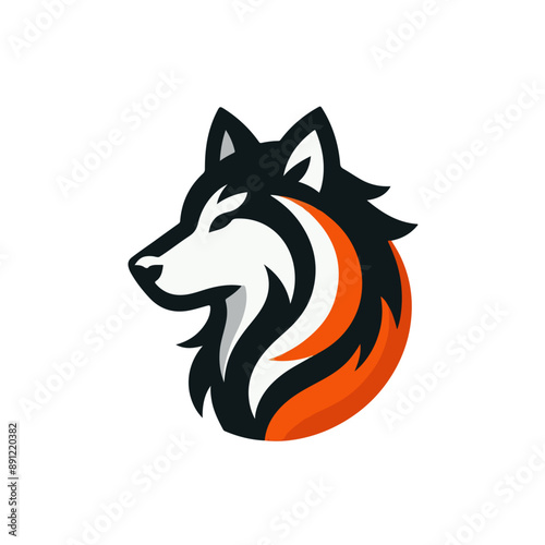 flat vector logo of a wolf. photo