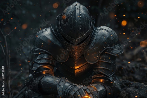 Fantasy Knight Video Game Cinematic Scene Generative Illustration