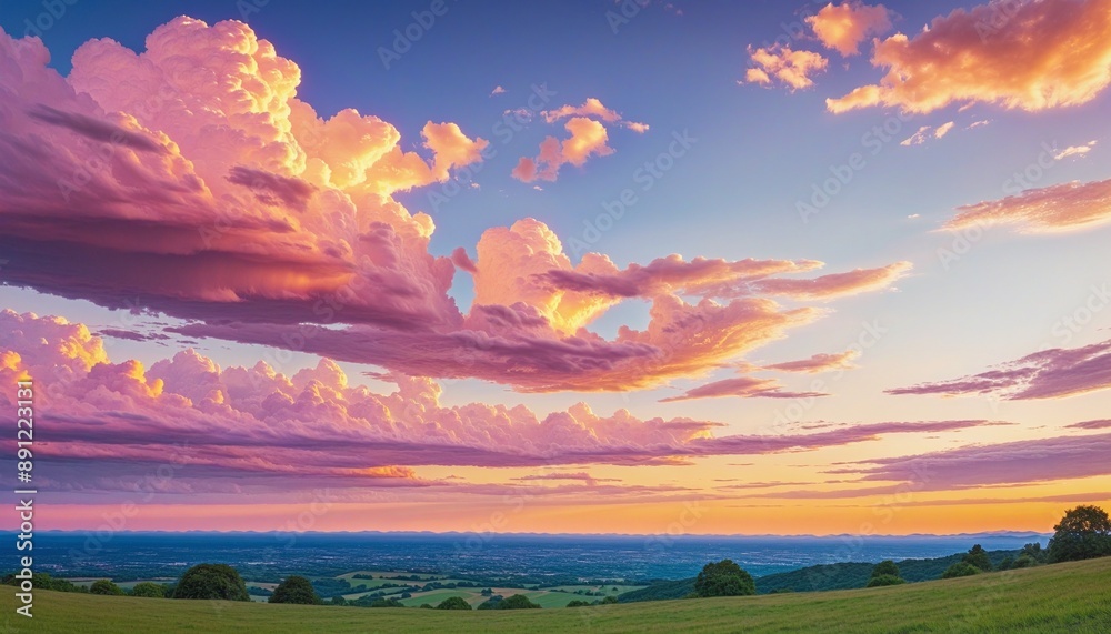 magical sunset with beautifully colored sky and clouds magical sunset with beautifully colored sky and clouds