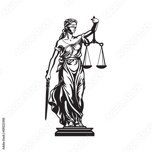 Themis goddess sculpture image vector. Illustration of a Themis goddess isolated on white background