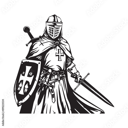 Knight Templar illustration image vector. Knight Templar vector on white background