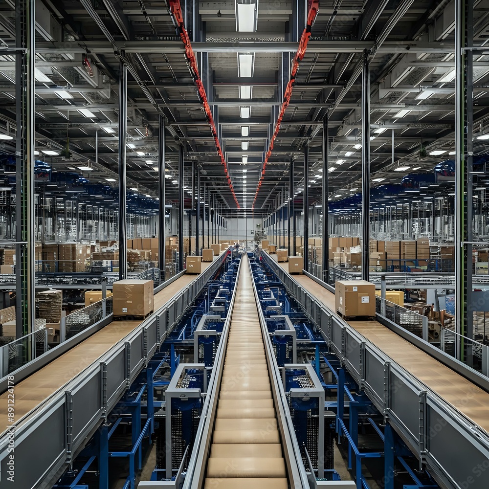 Obraz premium Futuristic Automated Parcel Sorting Hub