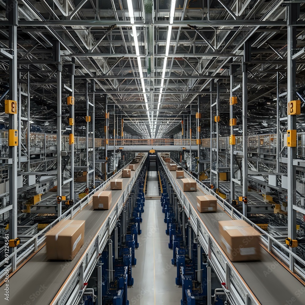 Futuristic Automated Parcel Sorting Hub Futuristic Automated Parcel Sorting Hub