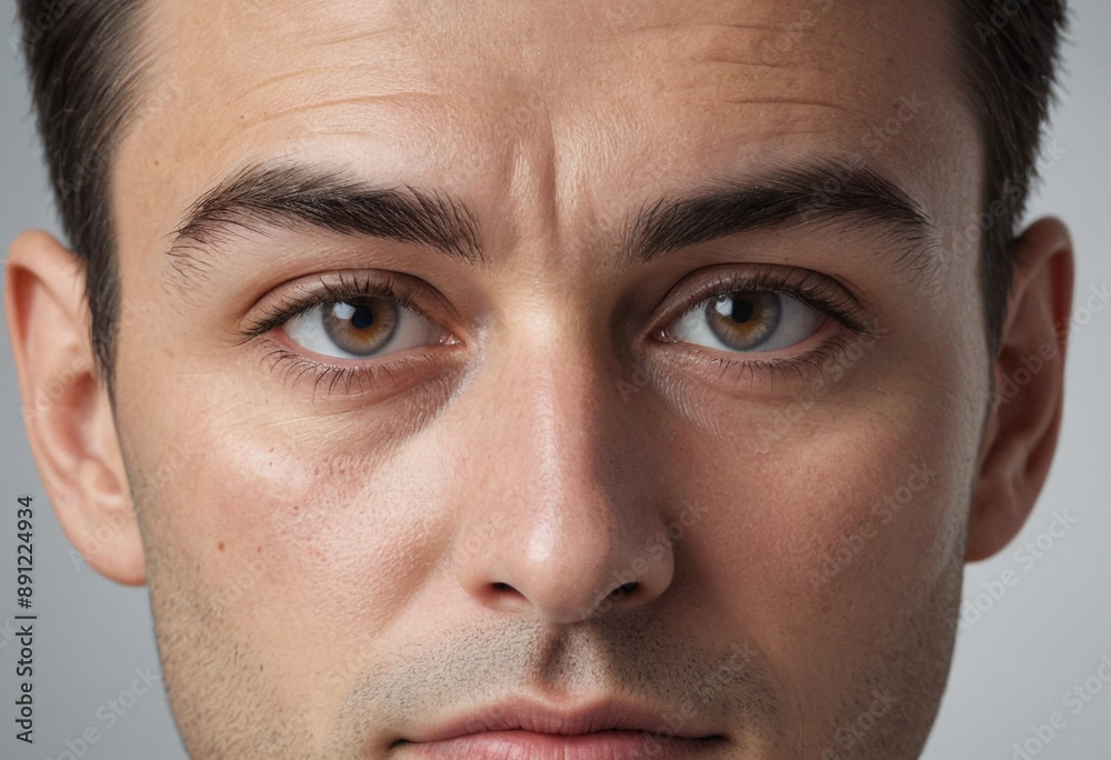 Fototapeta premium Second Guessing: Furrowed brow, rethinking a decision. 