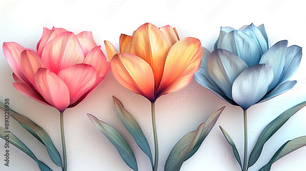 custom made wallpaper toronto digitalFlowers background, many beautiful flowers isolated on white background illustration.