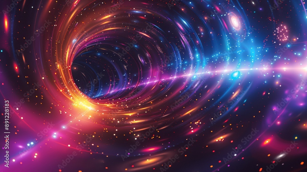 A colorful galaxy with a bright blue and purple swirl A colorful galaxy with a bright blue and purple swirl