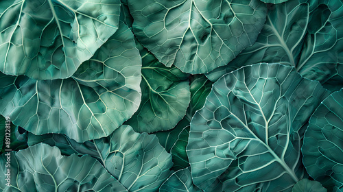 Wallpaper Mural Detailed close-up of fresh collard green leaves, showcasing their natural texture and vibrant color. Ideal for themes related to agriculture, healthy eating, and organic produce. Torontodigital.ca