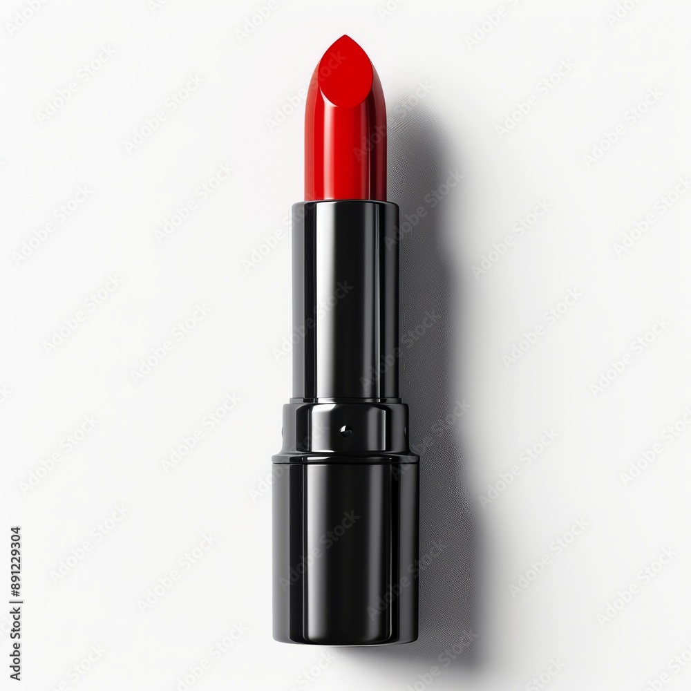 Close-up of classic red lipstick on a white background, perfect for beauty and cosmetic themed projects and advertisements. Close-up of classic red lipstick on a white background, perfect for beauty and cosmetic themed projects and advertisements.