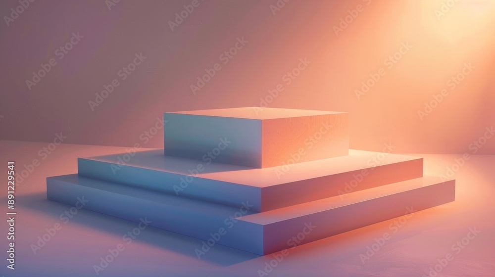 A white cube structure with a pink background A white cube structure with a pink background