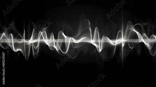 A long wave of white noise with a black background